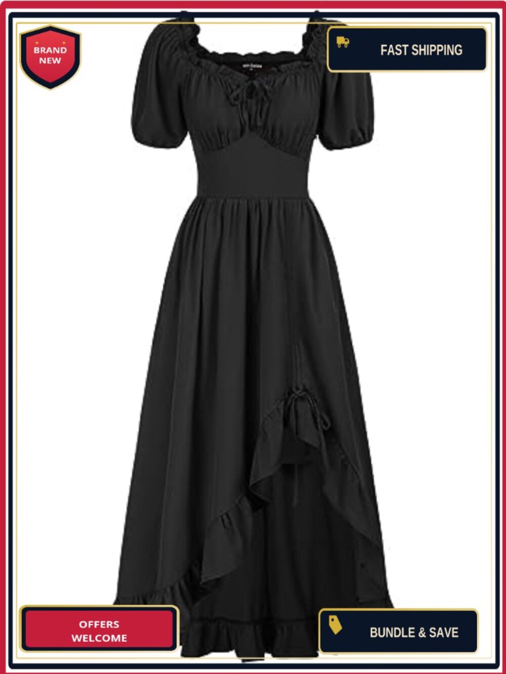 Scarlet Darkness Renaissance Corset Dress High Low Victorian Costume